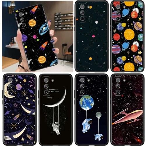 Space Planet Stars for Samsung Galaxy S21 Ultra Plus Note 20 10 9 8 S10 S9 S8 S7 S6 Edge Plus Black Phone Case