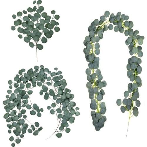 Home Decors Artificial Fake Eucalyptus Plants Green Garland Rattan Vines Branches Table Wedding Party Wall Hanging Decoration