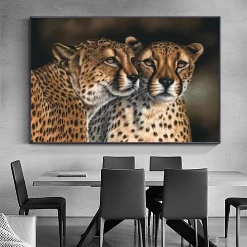 Wild Jaguars with Baby Jaguar Wall Art Posters and Prints Canvas Painting Family Animals Decorative Pictures for Living Room