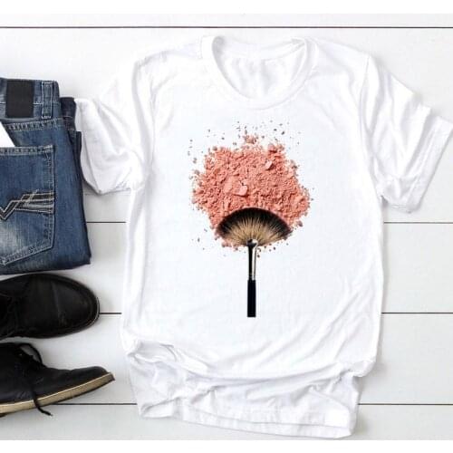 Clothes T-Shirt Women Make Up 90s Style Trend Short Sleeve Fashion Cartoon Summer Lady Print Tee Graphic T Top Female Tshirts