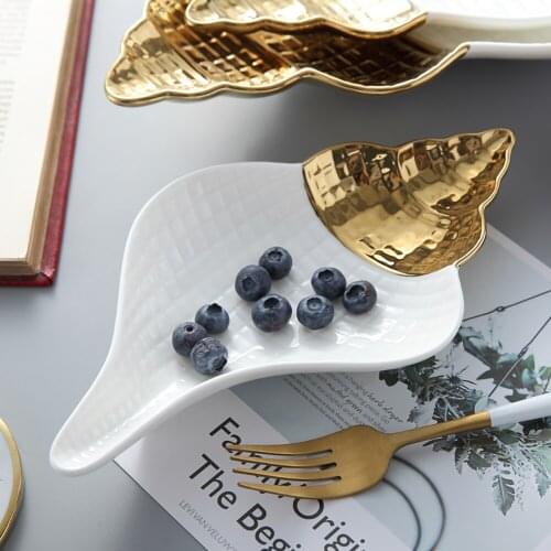 Ceramic Soup Bowl Tableware Conch Type Fruit Plates Dessert Dish Candy Tray Simple