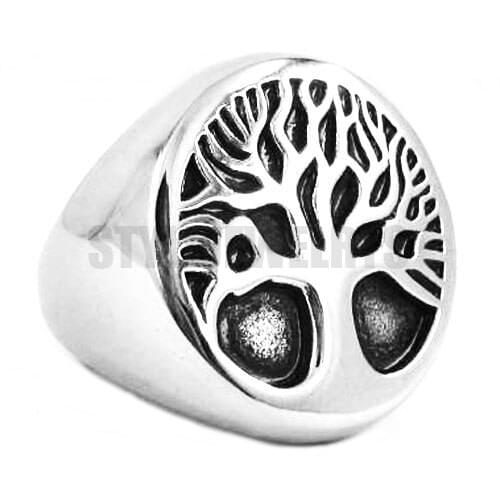 Great Life Tree Ring Stainless Steel Jewelry Claddagh Style Celtic Knot Motor Biker Men Women Ring Wholesale SWR0382