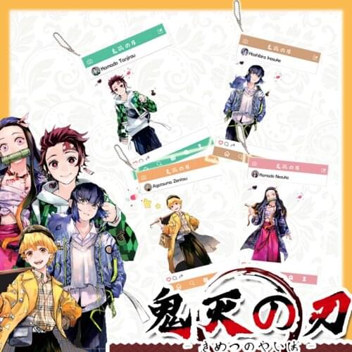 Japan Anime Demon Slayer: Kimetsu no Yaiba Kamado Tanjirou Cosplay PVC Charm Creative Transparent Keychain Bag Card Pendant Gift