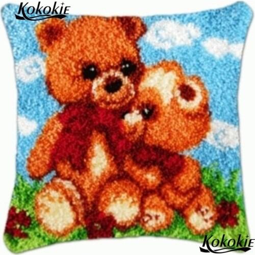 Latch hook bear handicraft needlework cross stitch kits embroidery needlework sets Crocheting Rug Yarn Patchwork Pillowcase