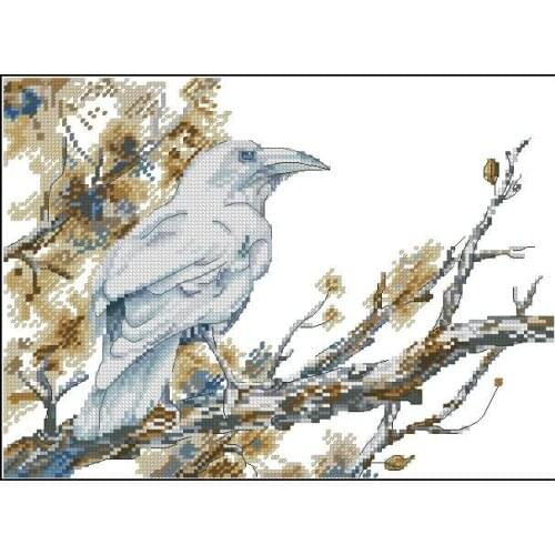 White Raven On the tree Cross Stitch Kits Needlework sewing kit 14CT Unprinted Embroidery Top Quality DIY Handmade Decoration