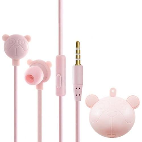 Cute Cartoon Bear 3.5mm In-ear Earbuds Wired Earphone Headset with Mic for Girl Children