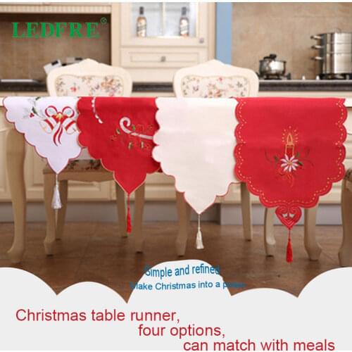 New Christmas Decorations Home Dining Table Cushion Cloth European Style Embroidery Santa Claus Hollow Table Runner LF98026
