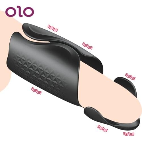 OLO Cock Enlargers Exercise Device Penis Pump Vibrator Male Time Delay Train Masturbator 10 Speed Sex Toys for Men Adult Product