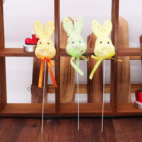 3pcs/set Easter Decorations Cartoon Rabbit Festival Ornament Craftwork Decorative Tools for Home Party