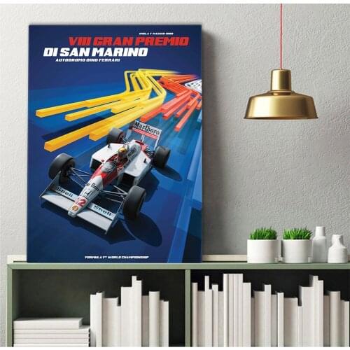 F1 Racing Car Ayrton Senna Poster Wall Art Canvas Painting Pictures Individuality And Creativity For Living Room Home Decor