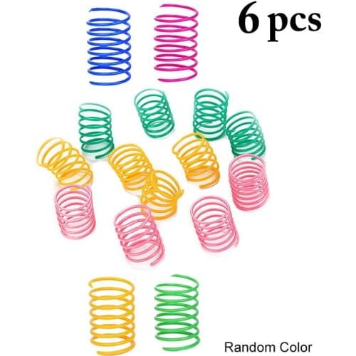 6pcs Cat Toy Pet Cat Spring Toy Plastic Colorful Coil Spiral Springs Pet Action Wide Durable Interactive Toys for Cats Kitten
