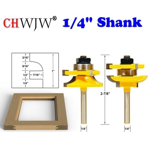 Rail and Stile Router Bits - 2 Bit Round Over - 1/4" Shank door knife Woodworking cutter Tenon Cutter for Woodworking Tools