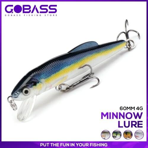 GOBASS Sinking Jerkbait Minnow Bass Ratlin For Winter Fishing Lures 60mm 4g Artificial Hard-Bait Wobblers For Pike Perch Tackle