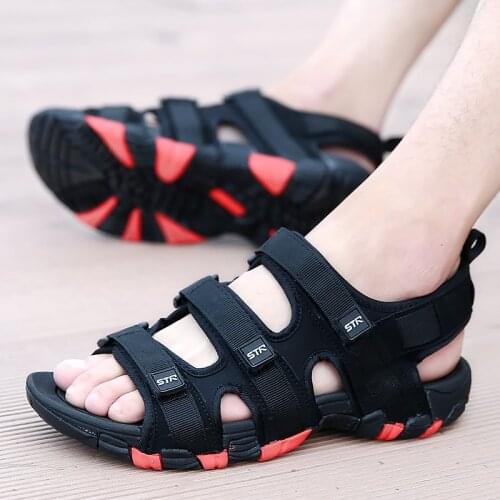 YEINSHAARS Summer Men Sandals Hook&loop Mens Summer Shoes 2020 Fashion Waterproof Casual Beach Shoes