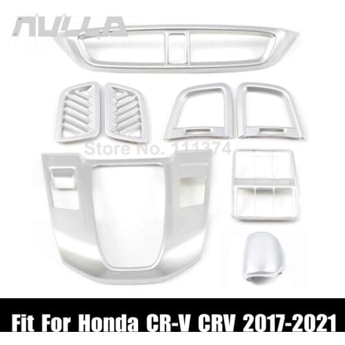 Silver Matte Car Interior Decor Trims For Honda CR-V CRV 2017 2019 2020 2021 Shift Knob Air Condition Outlet Vent Frame Cover