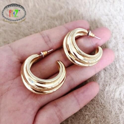F.J4Z Brand Chic Earrings for Women Hot Hit-hop Earring Minimalist Ladies Anti-allergy Ear Hoops Jewelry Gifts Dropship