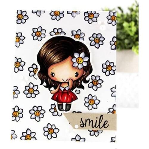Smile Dress Girl Pattern Silicone Stamp Rubber Seal Transparent Clear For Scrapbook Album Embossing Decor DIY Crafts 3x4in