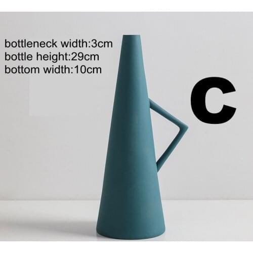 Nordic Indoor Drawing Room Desktop Floral Organ Vase Ceramic Ikebana Flower Bottle Geometric Art Pot Villa Show Decoration C