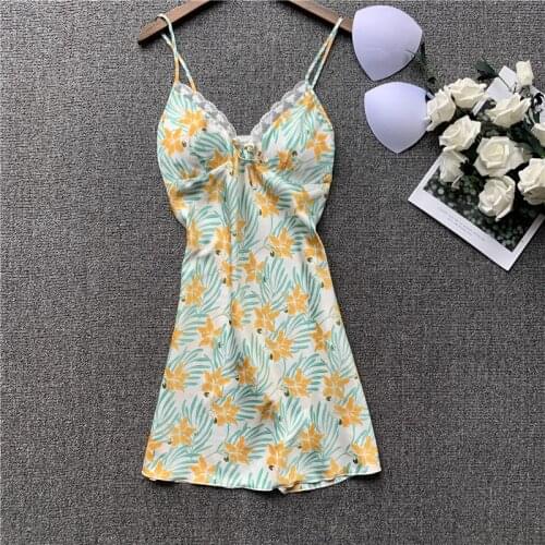 Smmoloa Ladies Sexy Silk Sleepwear Satin Nightgown V-neck Nightdress Slip Nighties Summer Night Dress Lace Night Gown