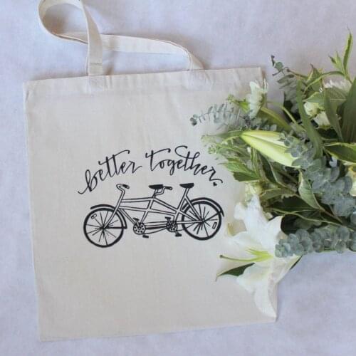 Tandem Bike Better Together Wedding Welcome Bag Hotel Favor Gift shopping bags Travel bag Cosmetic bag handbag with zipper