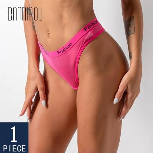 BANNIROU Mesh Sprots Panties Underwear For Woman Sexy Seamless Cheeky Female Soft T-back Thong G-string Woman Underwear 1 Pcs