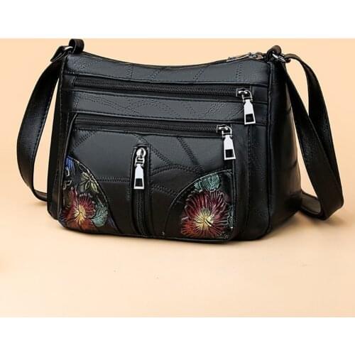 Vintage Mummy Sheepskin Shoulder Crossbody Bag Women Flower Print Handbags For Women 2020