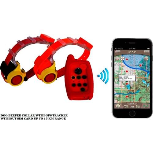 WATERPROOF GPS TRACKER AND REMOTE BEEPER COLLAR FOR 2 HUNTING DOGS