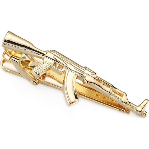 High-end brand tie clip mens suit shirt tie pin accessories gold AK47 machine gun tie clip classic design style