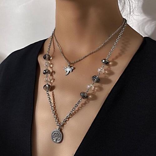 Acrylic Beads Necklace Leaf Pendant Maple Pendant Laays Necklace Pull Over Sweater Chain Blogger Same Style