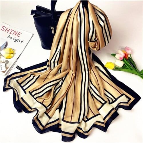 Womens Large Long Silky Feeling Satin Scarf Fashion Designer Scarves Outdoor Lightweight Sunscreen Plaid Geometric Shawls Wraps