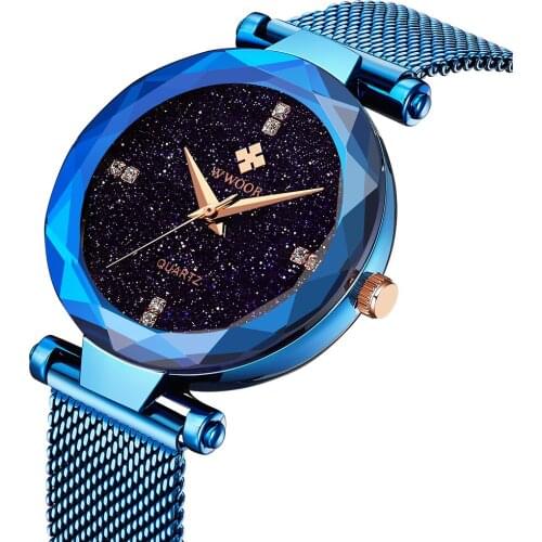 Reloj mujer 2019 Hot Sell Bracelet Quartz Watch Women Luxury Brand Blue Stainless Steel ultra-thin Dial Ladies Watch Rhinestone