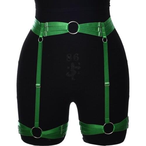 Goth Rave Body Cage High Waist Green Garter Harness Belt Women Bondage Stocking Accessories Harajuku Wedding Leg Garter
