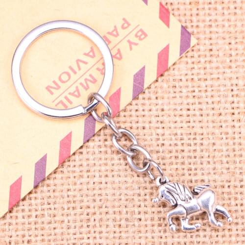 20pcs New Fashion Keychain 19x16mm horse unicorn Pendants DIY Men Jewelry Car Key Chain Ring Holder Souvenir For Gift