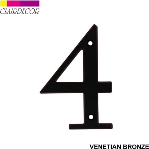 4 in Sold Zinc Modern House Number Hotel Home Door Number Outdoor Address Plaque Zinc Alloy Number for House Address Sign #4