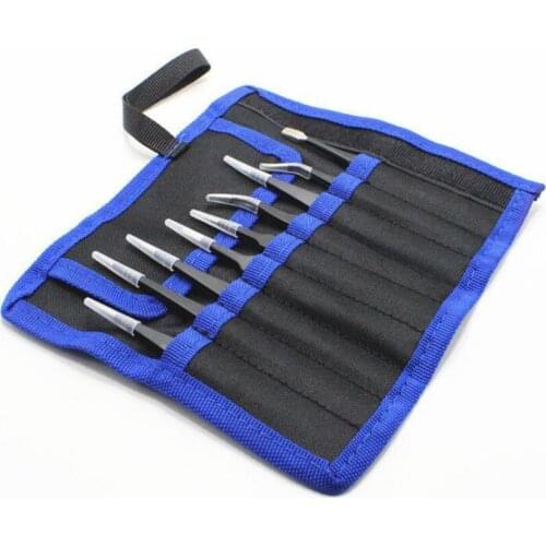 1.5mm Tweezers Tools Kit 9 Pcs Precision Stainless Steel Industrial Anti-static Tweezers Repair Phone Clocks Watches Hand Tool