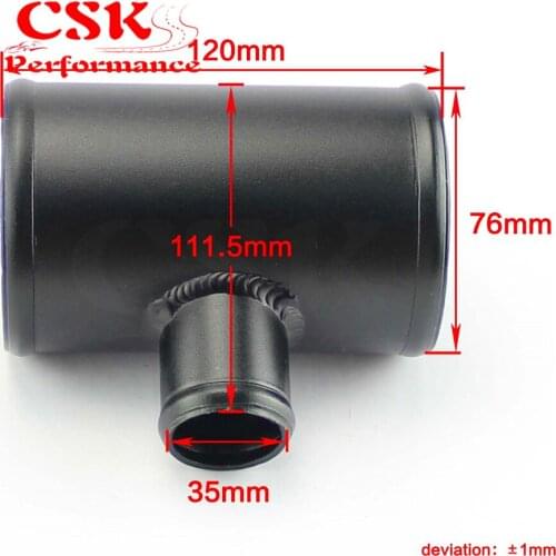 Aluminium T Shape Tube Pipe Joiner 3" / 2.75" OD for 35mm OD BOV Adapter Black