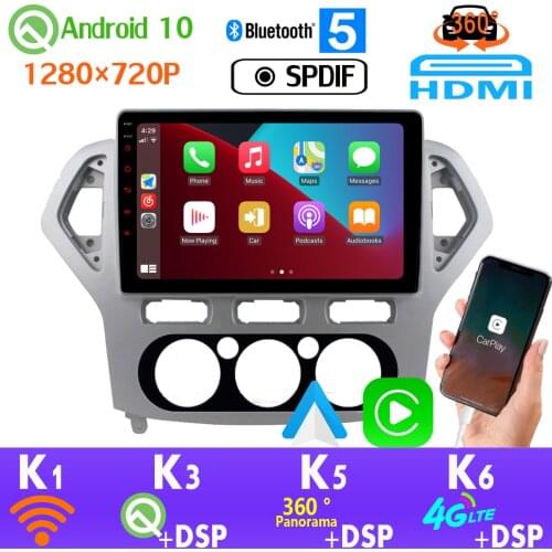 1280*720P PX6 4+64G Android 10.0 For Ford Mondeo 2017-2010 MT AT GPS Radio Head Unit auto CarPlay 360 4*AHD Camera SPDIF HDMI