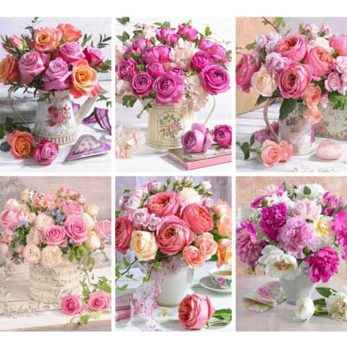 AZQSD Diamond Painting 5d Flower Cross Stitch Rhinestones Diamond Embroidery Wall Art Needlework Gift Handicrafts Home Decor