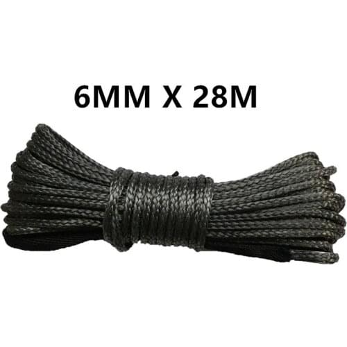 Free shipping 6mm x 28m synthetic winch lines uhmwpe cable plasma rope with sheath car accessories