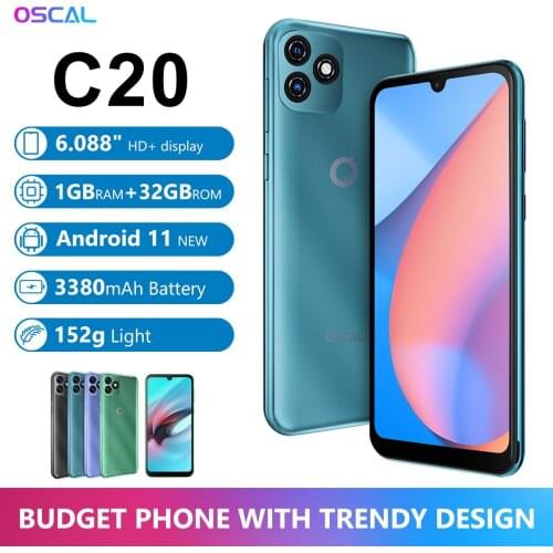 BLACKVIEW Smartphone 1GB+32GB 6.088" Cellphone 3380mAh Dual Camera Android 11 3G Mobile Phone OSCAL C20 SC7731E Quad Core