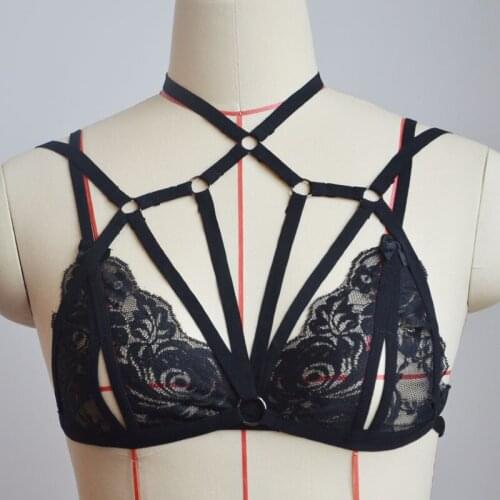 Cage bra Bondage Body Harness Lingerie Goth Crop Tops Lingerie Harness Belt Harness Bra Rave Wear for Women girls sexy