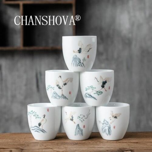 CHANSHOVA 100ml Traditional White porcelain Chinese style Handmade tea cup Coffee cups China ceramic tea set H482