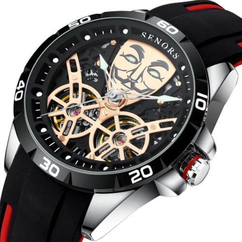SENORS Original Design Watch Mens Double Flywheel Automatic Mechanical Watch Fashion Casual Business Mens Clock Original