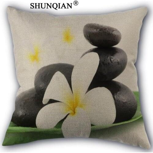 Zen stone Linen Cotton Pillow Covers Printed Square Home Decorative No Core Pillowcase 45x45cm one side