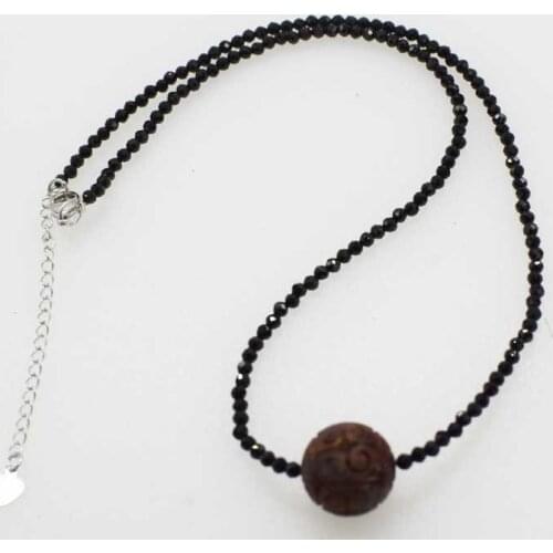 Black spinel round faceted 3mm amethyst round carved 15mm 17inch FPPJ wholesale beads nature choker necklace