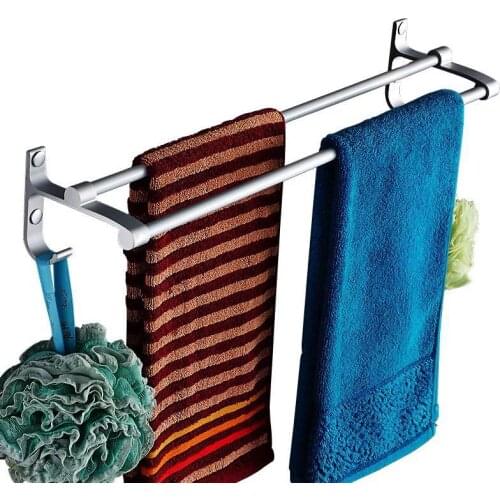 Space Aluminum 50cm Bathroom Double Towel Bars Towel Holder Modern Style Wall Mounted Bathroom Accessories G