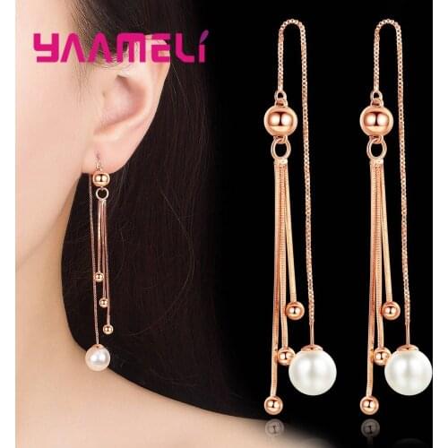 Factory Direct Sale Korean Design Women Fashion Jewelry High Quality Genuine 925 Sterling Silver Long Tassel Bridal Earrings