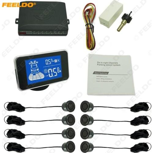 FEELDO New 8 Sensors Car Front And Rear Parking Distance Digital Dual Display Parking Sensor #HQ3856