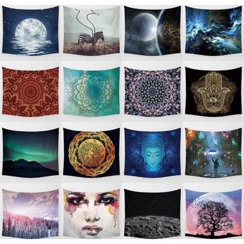 HD madala sea moon star buddhism nebula beauty background wall art tapestry small rectangle wall hanging tapestry