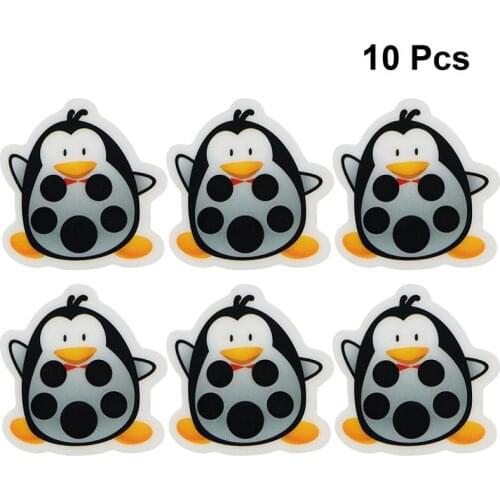 10Pcs Lovely Penguin Baby Bath Cartoon Forehead Temperature Change Measurement Tape (Range35-40 ℃) Random appearance